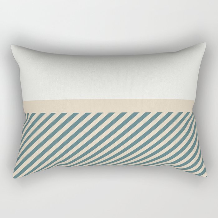 Aqua Cream Beige Scandinavian Modern Fine Line Horizontal Pattern 2023 COTY Vining Ivy PPG1148-6 Rectangle Pillow