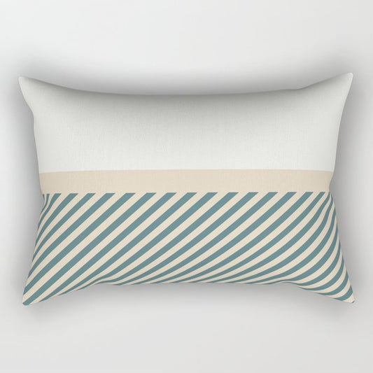 Aqua Cream Beige Scandinavian Modern Fine Line Horizontal Pattern 2023 COTY Vining Ivy PPG1148-6 Rectangle Pillow
