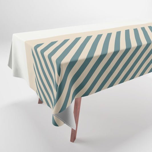 Aqua Cream Beige Scandinavian Modern Fine Line Horizontal Pattern 2023 COTY Vining Ivy PPG1148-6 Tablecloth