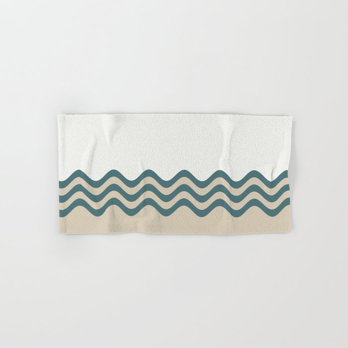 Aqua Cream Beige Wavy Horizontal Stripes 2 Pattern on Solid Color 2023 COTY Vining Ivy PPG1148-6 Bath & Hand Towels