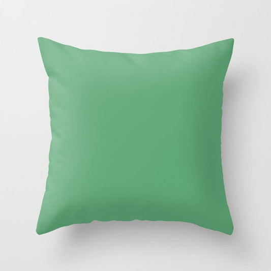 Aqua Forest Green Blue Solid Color 5fa777 Throw Pillow