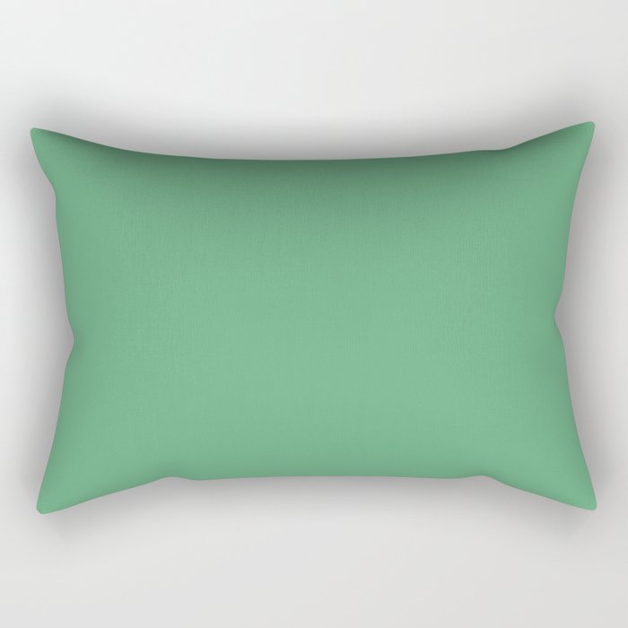 Aqua Forest Green Blue Solid Color 5fa777 Rectangular Pillow