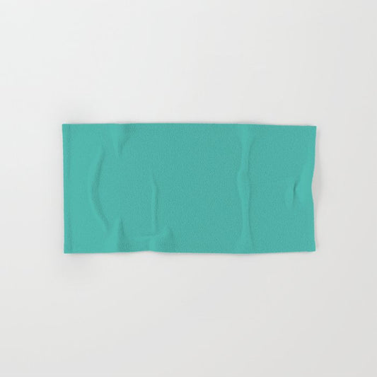 Aqua Green Blue Solid Color Pairs To Pantone Turquoise 15-5519 Hand & Bath Towel