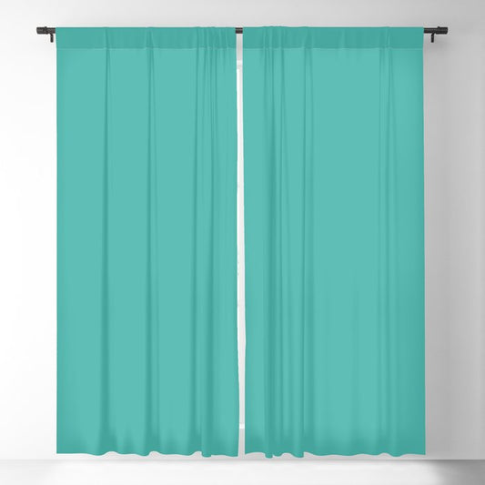 Aqua Green Blue Solid Color Pairs To Pantone Turquoise 15-5519 Blackout Curtain