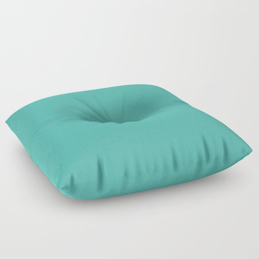Aqua Green Blue Solid Color Pairs To Pantone Turquoise 15-5519 Floor Pillow