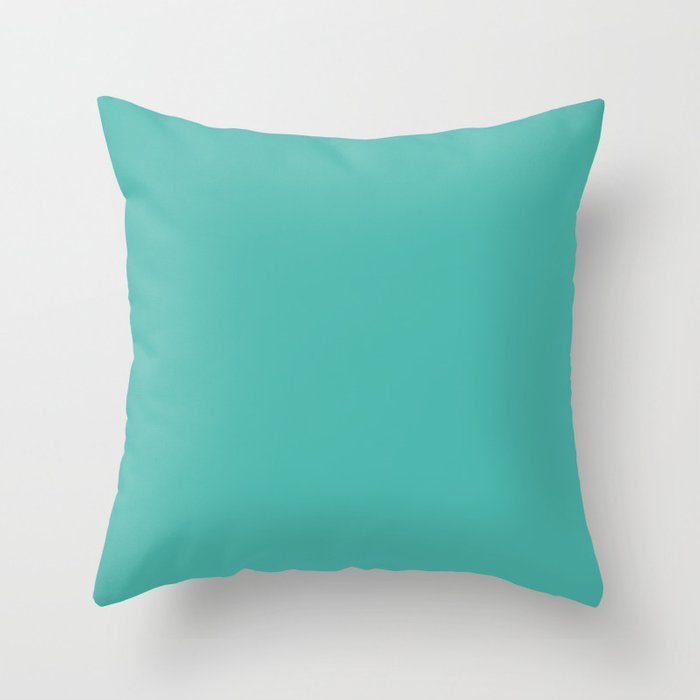 Aqua Green Blue Solid Color Pairs To Pantone Turquoise 15-5519 Throw Pillow