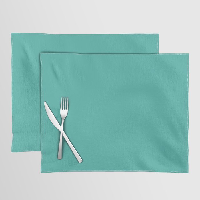 Aqua Green Blue Solid Color Pairs To Pantone Turquoise 15-5519 Placemat