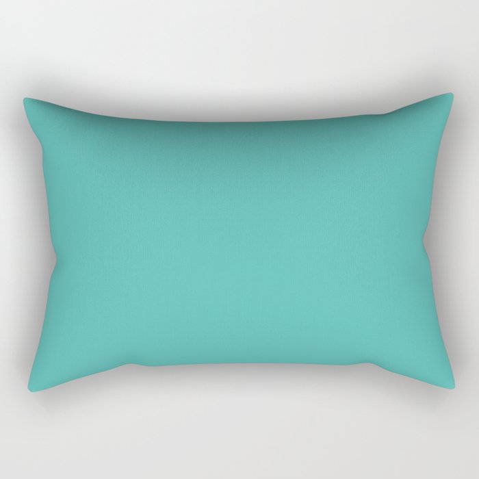 Aqua Green Blue Solid Color Pairs To Pantone Turquoise 15-5519 Rectangular Pillow