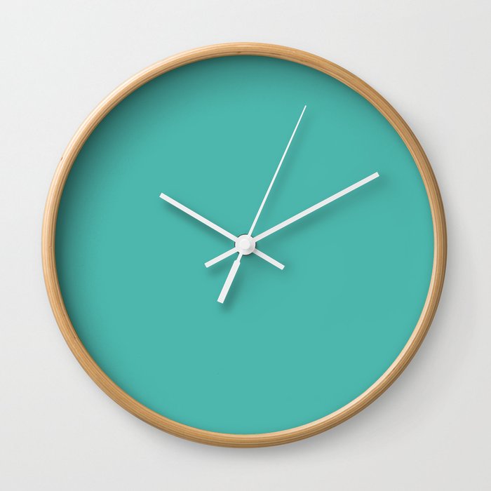 Aqua Green Blue Solid Color Pairs To Pantone Turquoise 15-5519 Wall Clock