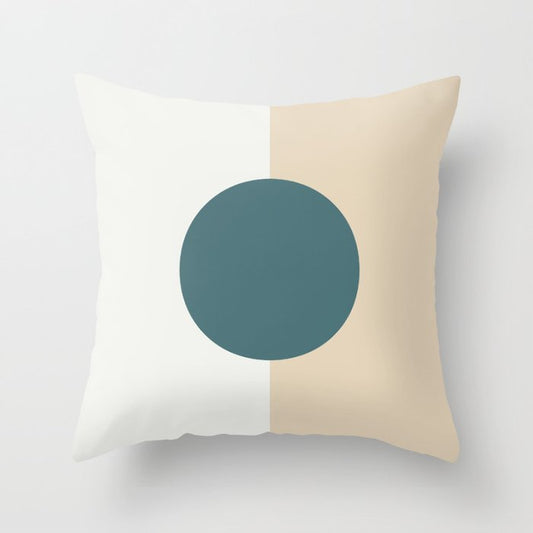 Aqua Off White and Beige Minimal Circle Design 2023 COTY Vining Ivy PPG1148-6 and Accents Throw Pillow