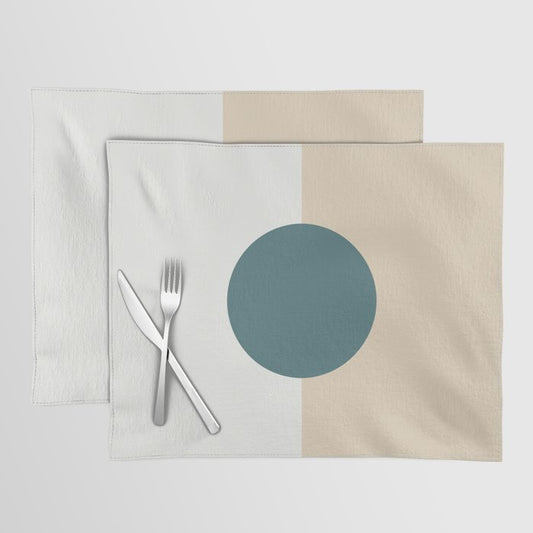 Aqua Off White and Beige Minimal Circle Design 2023 COTY Vining Ivy PPG1148-6 and Accents Placemat Set