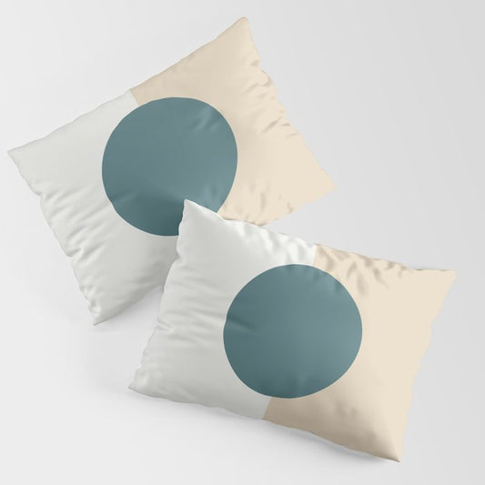 Aqua Off White and Beige Minimal Circle Design 2023 COTY Vining Ivy PPG1148-6 and Accents Pillow Sham Set