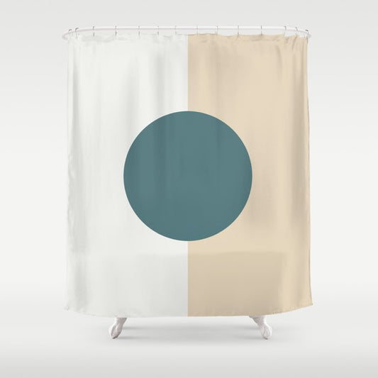 Aqua Off White and Beige Minimal Circle Design 2023 COTY Vining Ivy PPG1148-6 and Accents Shower Curtain