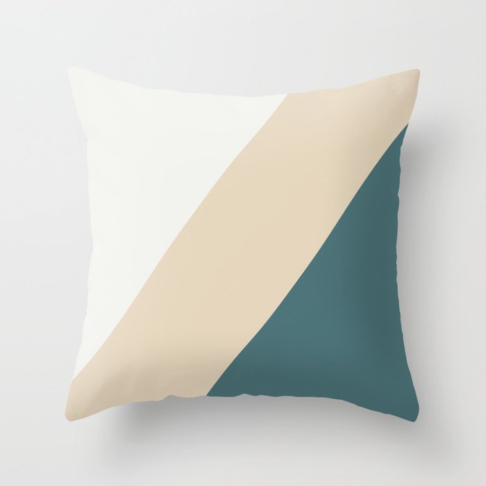 Aqua Off White and Beige Minimal Diagonal Stripe Pattern 2023 COTY Vining Ivy PPG1148-6 Accents Throw Pillow
