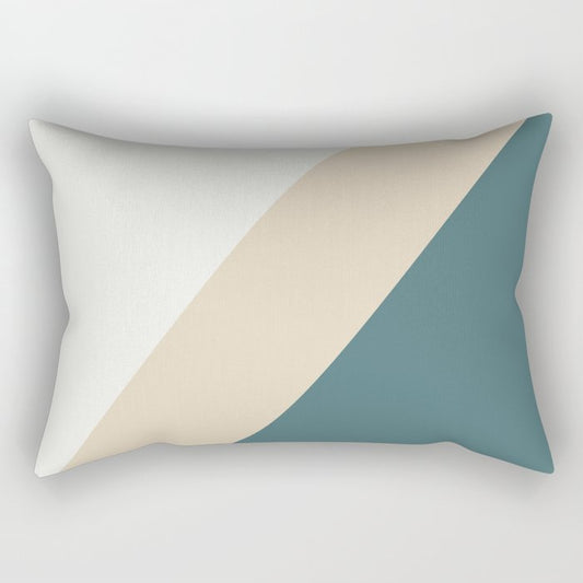 Aqua Off White and Beige Minimal Diagonal Stripe Pattern 2023 COTY Vining Ivy PPG1148-6 Accents Rectangle Pillow