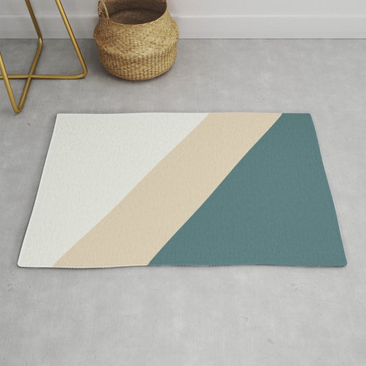 Aqua Off White and Beige Minimal Diagonal Stripe Pattern 2023 COTY Vining Ivy PPG1148-6 Accents Throw and Area Rug