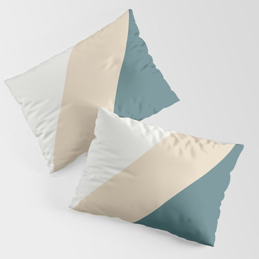 Aqua Off White and Beige Minimal Diagonal Stripe Pattern 2023 COTY Vining Ivy PPG1148-6 Accents Pillow Sham Set