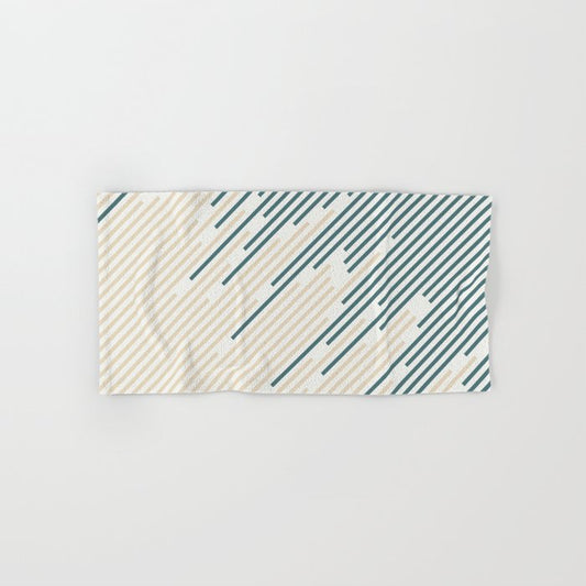 Aqua Off White Cream Abstract Diagonal Stripe Line Pattern 2023 COTY Vining Ivy PPG1148-6 Accents Bath & Hand Towels