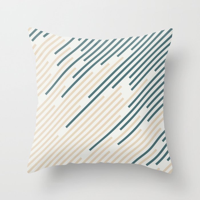 Aqua Off White Cream Abstract Diagonal Stripe Line Pattern 2023 COTY Vining Ivy PPG1148-6 Accents Throw Pillow