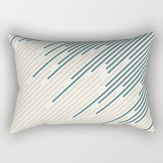 Aqua Off White Cream Abstract Diagonal Stripe Line Pattern 2023 COTY Vining Ivy PPG1148-6 Accents Rectangle Pillow