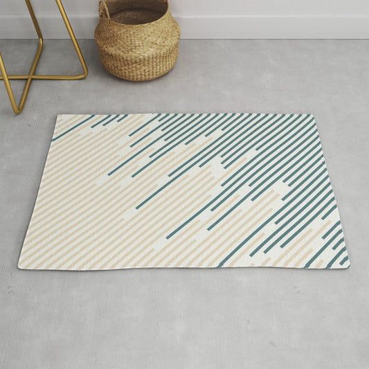 Aqua Off White Cream Abstract Diagonal Stripe Line Pattern 2023 COTY Vining Ivy PPG1148-6 Accents Throw and Area Rug