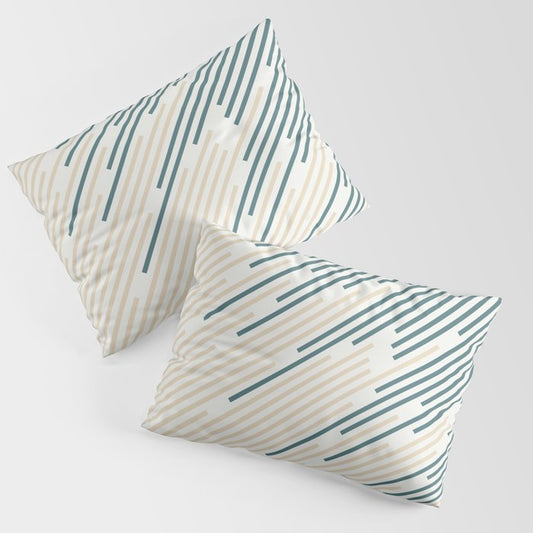 Aqua Off White Cream Abstract Diagonal Stripe Line Pattern 2023 COTY Vining Ivy PPG1148-6 Accents Pillow Sham Set