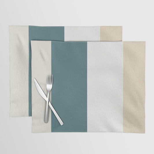 Aqua Off White Cream and Beige Vertical Stripe Pattern 2023 COTY Vining Ivy PPG1148-6 and Accents Placemat Set