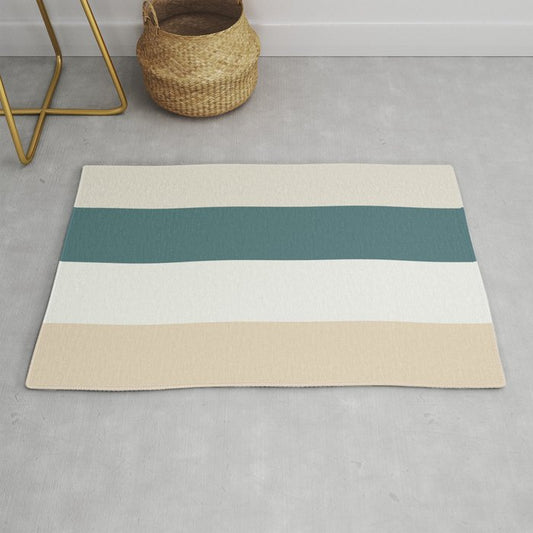 Aqua Off White Cream and Beige Vertical Stripe Pattern 2023 COTY Vining Ivy PPG1148-6 and Accents Throw and Area Rug