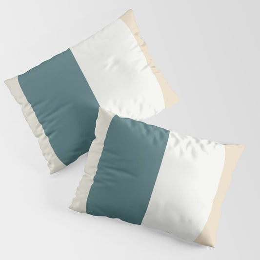 Aqua Off White Cream and Beige Vertical Stripe Pattern 2023 COTY Vining Ivy PPG1148-6 and Accents Pillow Sham Set