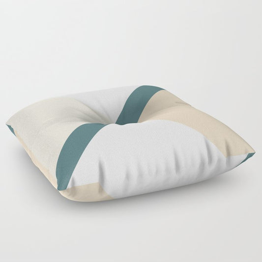 Aqua Off White Cream Beige Diagonal Stripe Offset Shape Pattern 2023 COTY Vining Ivy PPG1148-6 Floor Pillow