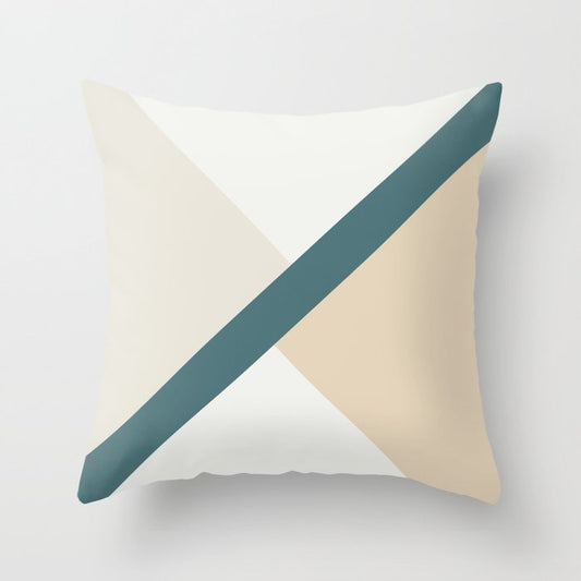 Aqua Off White Cream Beige Diagonal Stripe Offset Shape Pattern 2023 COTY Vining Ivy PPG1148-6 Throw Pillow