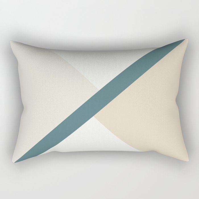 Aqua Off White Cream Beige Diagonal Stripe Offset Shape Pattern 2023 COTY Vining Ivy PPG1148-6 Rectangle Pillow