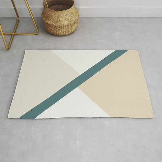 Aqua Off White Cream Beige Diagonal Stripe Offset Shape Pattern 2023 COTY Vining Ivy PPG1148-6 Throw and Area Rug