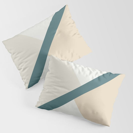 Aqua Off White Cream Beige Diagonal Stripe Offset Shape Pattern 2023 COTY Vining Ivy PPG1148-6 Pillow Sham Set