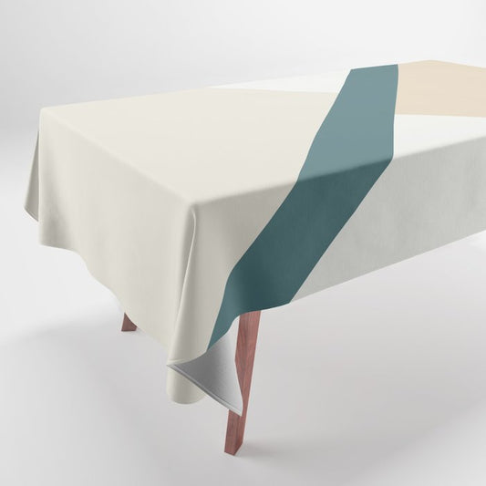 Aqua Off White Cream Beige Diagonal Stripe Offset Shape Pattern 2023 COTY Vining Ivy PPG1148-6 Tablecloth