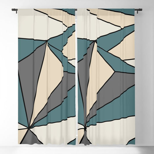 Aqua Off White Cream Beige Modern Mosaic Polygon Line Pattern 2023 COTY Vining Ivy PPG1148-6 Accents Blackout Curtain