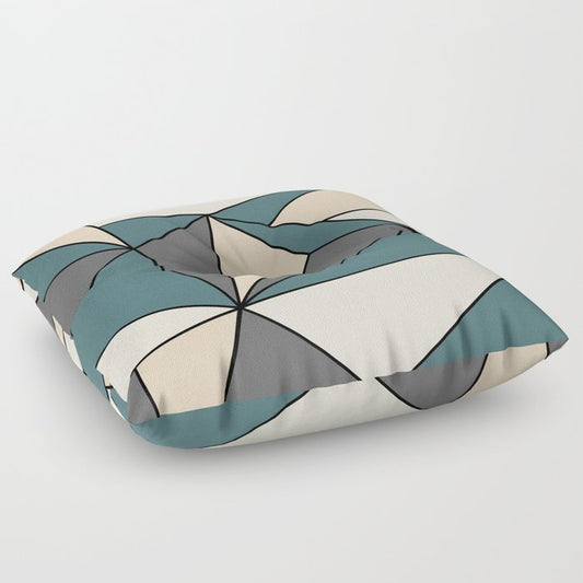 Aqua Off White Cream Beige Modern Mosaic Polygon Line Pattern 2023 COTY Vining Ivy PPG1148-6 Accents Floor Pillow