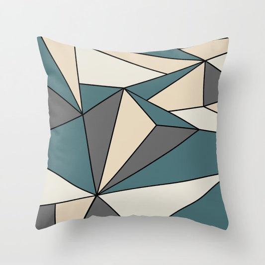 Aqua Off White Cream Beige Modern Mosaic Polygon Line Pattern 2023 COTY Vining Ivy PPG1148-6 Accents Throw Pillow