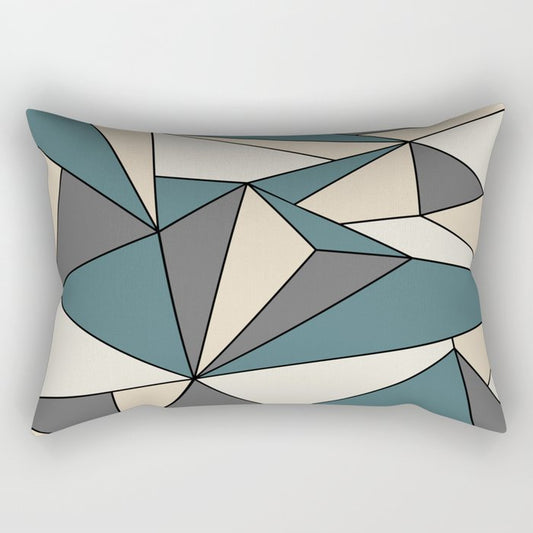 Aqua Off White Cream Beige Modern Mosaic Polygon Line Pattern 2023 COTY Vining Ivy PPG1148-6 Accents Rectangle Pillow