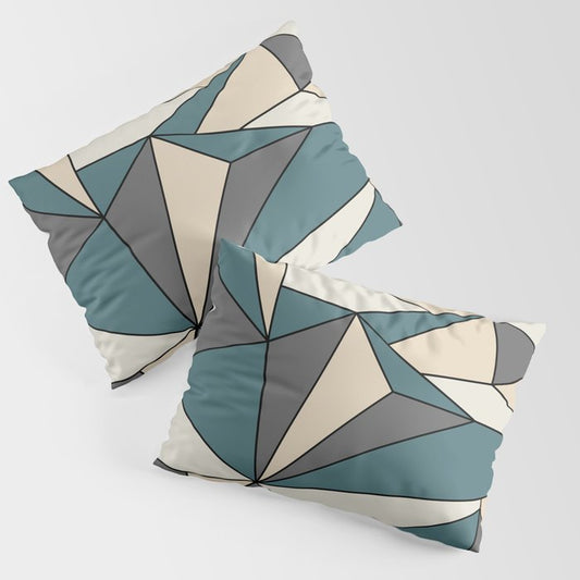 Aqua Off White Cream Beige Modern Mosaic Polygon Line Pattern 2023 COTY Vining Ivy PPG1148-6 Accents Pillow Sham Set