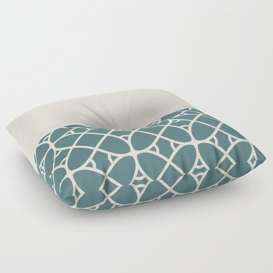 Aqua Off White Cream Minimal Geometric Shape Pattern Ovals 2023 COTY Vining Ivy PPG1148-6 Accents Floor Pillow