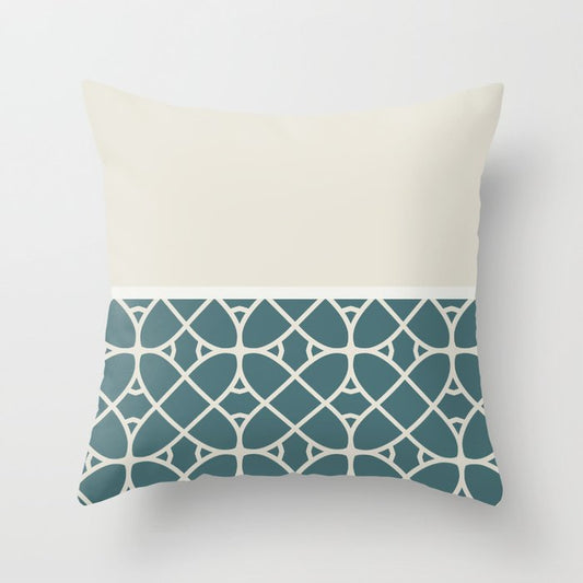 Aqua Off White Cream Minimal Geometric Shape Pattern Ovals 2023 COTY Vining Ivy PPG1148-6 Accents Throw Pillow