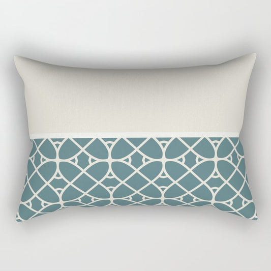 Aqua Off White Cream Minimal Geometric Shape Pattern Ovals 2023 COTY Vining Ivy PPG1148-6 Accents Rectangle Pillow