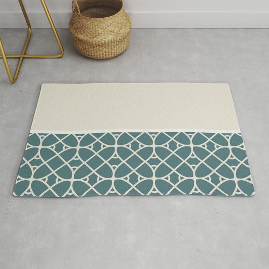Aqua Off White Cream Minimal Geometric Shape Pattern Ovals 2023 COTY Vining Ivy PPG1148-6 Accents Throw and Area Rug