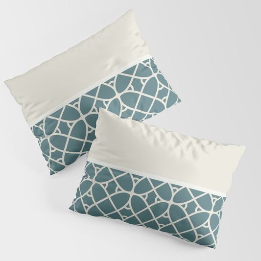 Aqua Off White Cream Minimal Geometric Shape Pattern Ovals 2023 COTY Vining Ivy PPG1148-6 Accents Pillow Sham Set