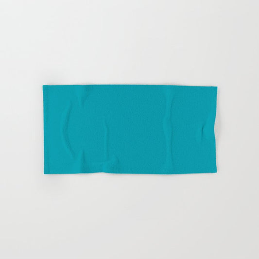 Aqua Solid Color Pantone Peacock Blue 16-4728 Accent to Color of the Year 2021 Hand & Bath Towel