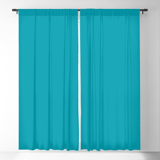 Aqua Solid Color Pantone Peacock Blue 16-4728 Accent to Color of the Year 2021 Blackout Curtain