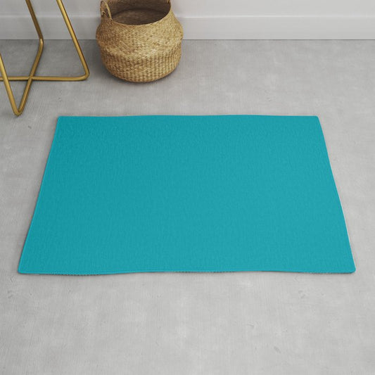 Aqua Solid Color Pantone Peacock Blue 16-4728 Accent to Color of the Year 2021 Throw & Area Rugs