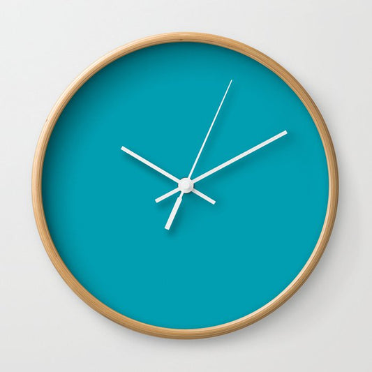 Aqua Solid Color Pantone Peacock Blue 16-4728 Accent to Color of the Year 2021 Wall Clock