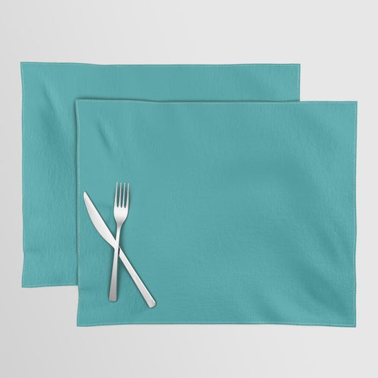 Aqua / Teal / Turquoise Solid Color Pairs Sherwin Williams Aquarium SW 6767 / Accent Shade / Hue Placemat